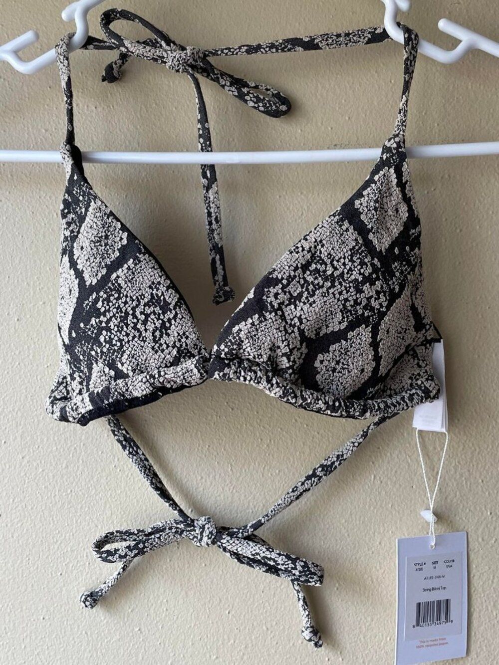 Andie Swim the String Bikini Top Snake Reptile Print Womens Size Medium